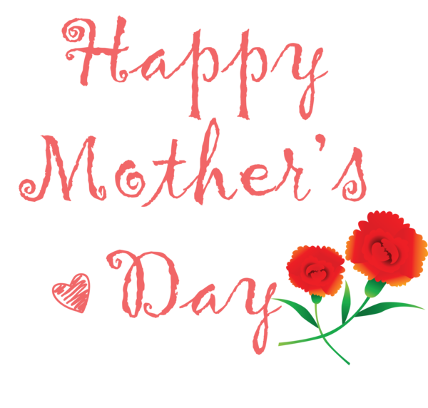 Transparent Mother's Day Red Text Love for Mothers Day Calligraphy for Mothers Day