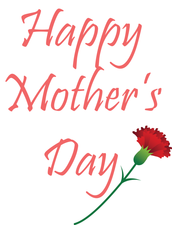 Transparent Mother's Day Text Red Font for Mothers Day Calligraphy for Mothers Day