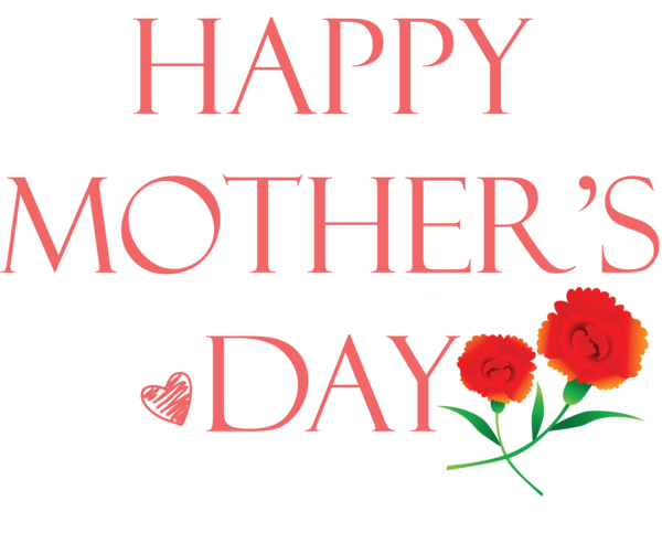 Transparent Mother's Day Font Text Flower for Mothers Day Calligraphy for Mothers Day