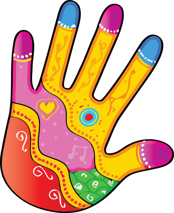 Transparent Holi Finger Line Hand for Happy Holi for Holi