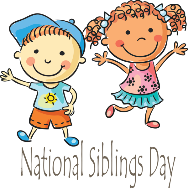 Transparent Siblings Day Cartoon Child Text for Happy Siblings Day for Siblings Day