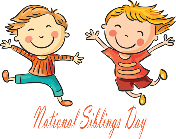 Transparent Siblings Day Cartoon Happy Playing with kids for Happy Siblings Day for Siblings Day