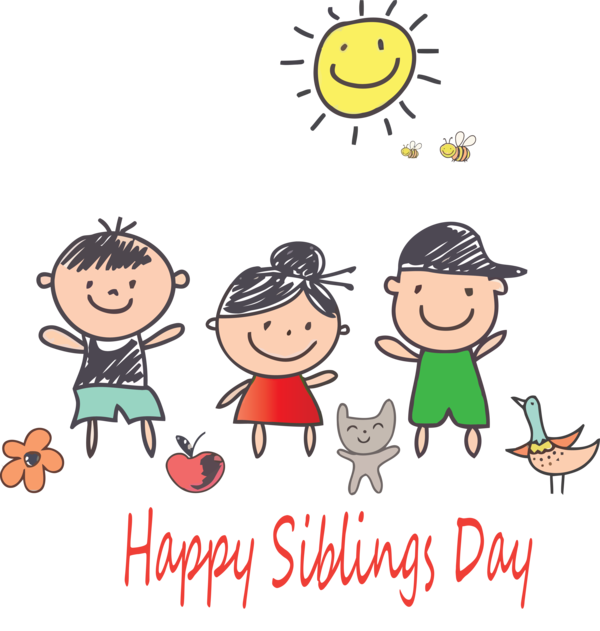 Transparent Siblings Day Cartoon Playing with kids Sharing for Happy Siblings Day for Siblings Day