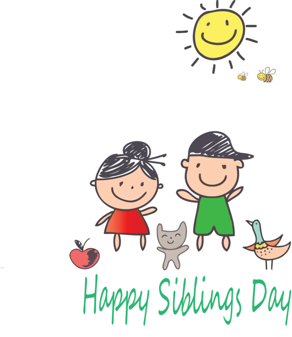 Transparent Siblings Day Cartoon Text Happy for Happy Siblings Day for Siblings Day