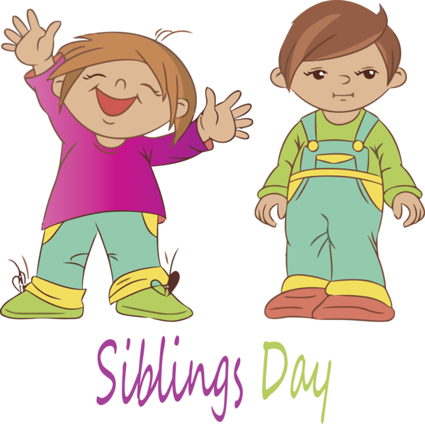 Transparent Siblings Day Cartoon Text Child for Happy Siblings Day for Siblings Day