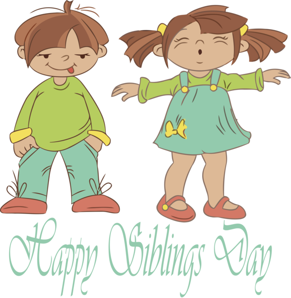 Transparent Siblings Day Cartoon Child Sharing for Happy Siblings Day for Siblings Day