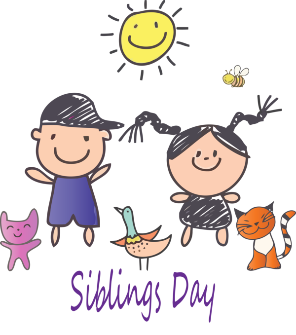 Transparent Siblings Day Cartoon Sharing Celebrating for Happy Siblings Day for Siblings Day