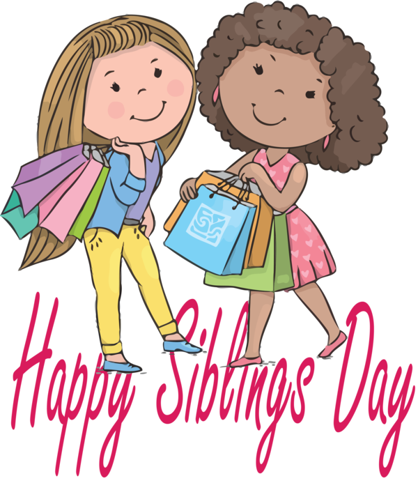 Transparent Siblings Day Cartoon Sharing Interaction for Happy Siblings Day for Siblings Day