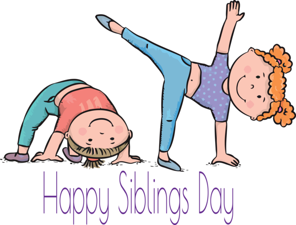 Transparent Siblings Day Cartoon Fun Celebrating for Happy Siblings Day for Siblings Day