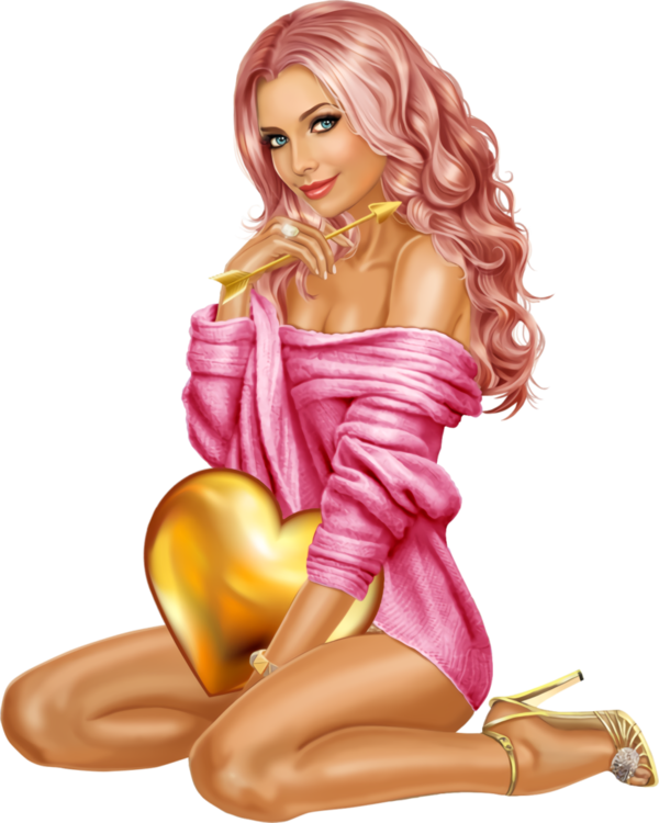 Transparent Valentine's Day Cartoon Kneeling for Girl with Heart for Valentines Day