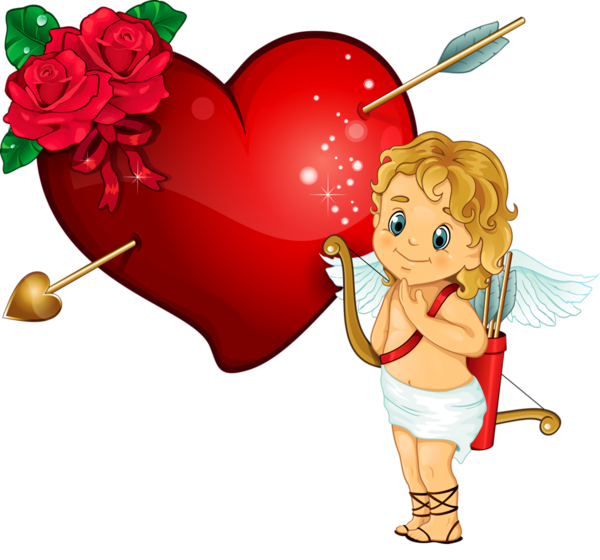 Transparent Valentine's Day Cartoon Cupid Valentine's day for Heart with Arrow for Valentines Day