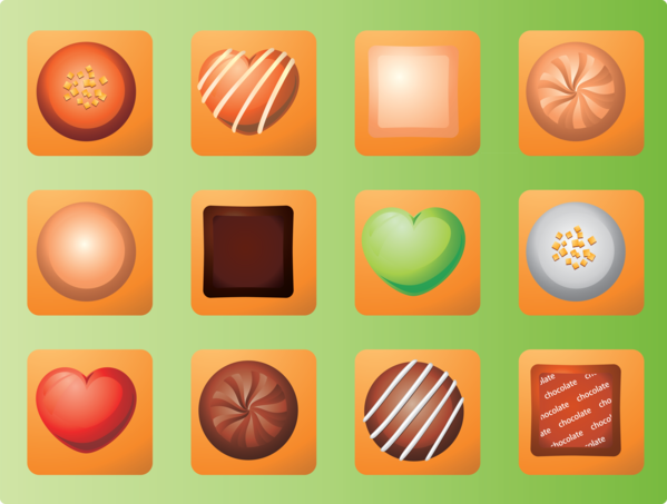 Transparent Valentine's Day Orange Icon for Chocolates for Valentines Day