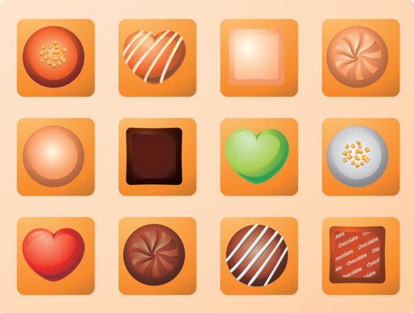 Transparent Valentine's Day Orange Icon for Chocolates for Valentines Day