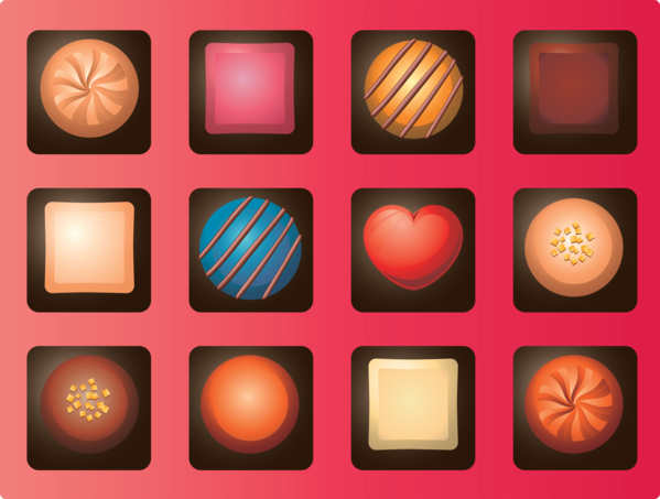 Transparent Valentine's Day Rectangle Icon for Chocolates for Valentines Day