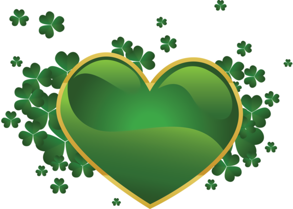 Transparent St. Patrick's Day Green Leaf Heart for Shamrock Heart for St Patricks Day
