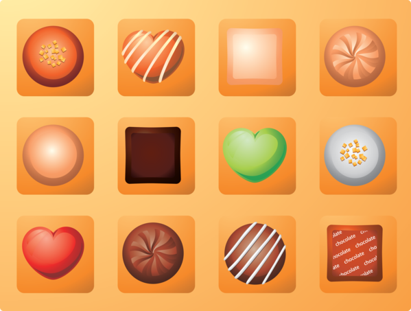 Transparent Valentine's Day Orange Icon Confectionery for Chocolates for Valentines Day