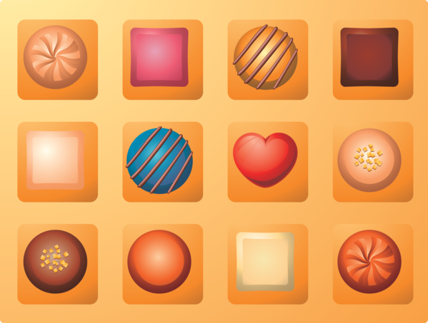 Transparent Valentine's Day Orange Pattern Icon for Chocolates for Valentines Day