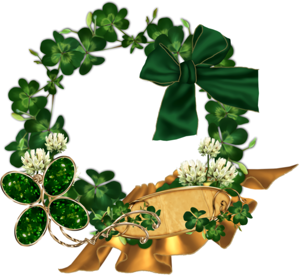 Transparent St. Patrick's Day Leaf Wreath Plant for Shamrock Frame for St Patricks Day
