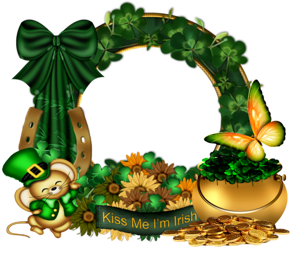 Transparent St. Patrick's Day Wreath Plant for Shamrock Frame for St Patricks Day