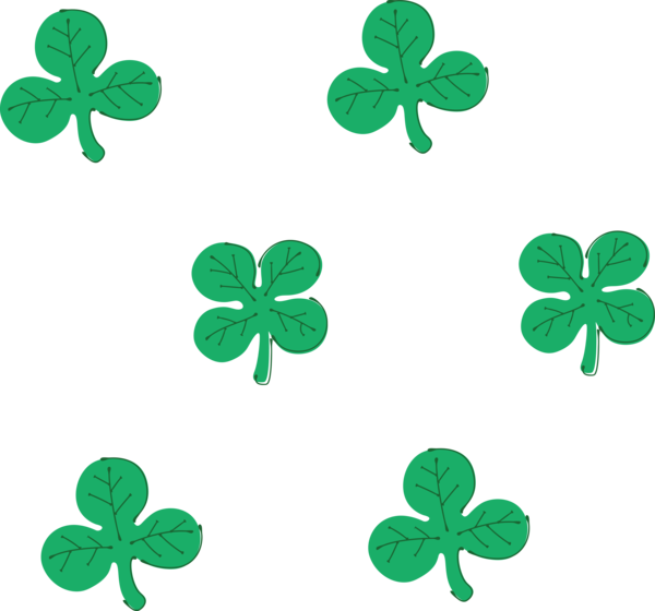 Transparent St. Patrick's Day Leaf Green Plant for Shamrock Pattern for St Patricks Day