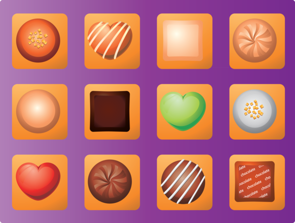 Transparent Valentine's Day Orange Font Icon for Chocolates for Valentines Day