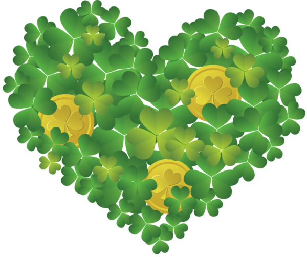 Transparent St. Patrick's Day Green Yellow Leaf for Shamrock Heart for St Patricks Day