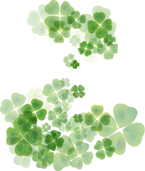 Transparent St. Patrick's Day Green Leaf Plant for Four Leaf Clover for St Patricks Day
