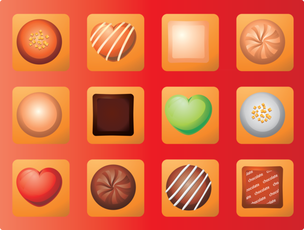 Transparent Valentine's Day Orange Icon for Chocolates for Valentines Day