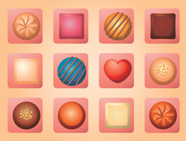 Transparent Valentine's Day Orange Line Design for Chocolates for Valentines Day