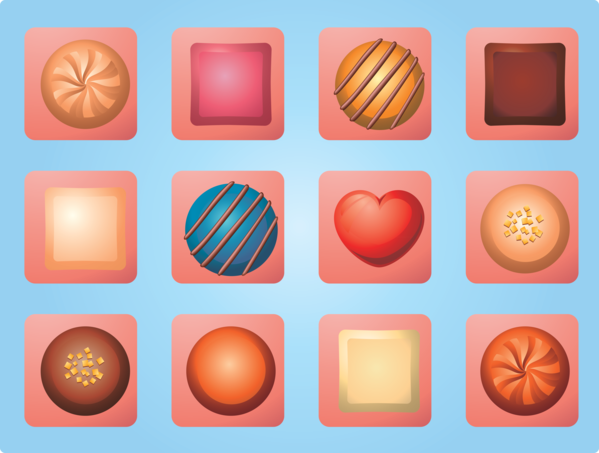 Transparent Valentine's Day Orange Peach Circle for Chocolates for Valentines Day