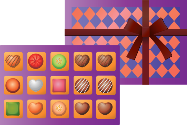 Transparent Valentine's Day Orange Rectangle for Chocolates for Valentines Day