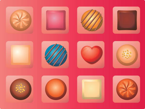 Transparent Valentine's Day Orange Design Pattern for Chocolates for Valentines Day