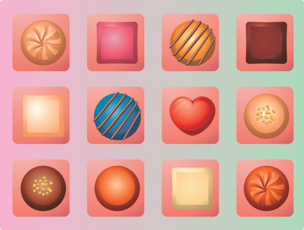 Transparent Valentine's Day Orange Design Peach for Chocolates for Valentines Day
