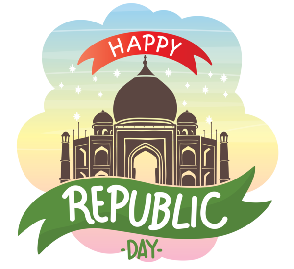 Transparent India Republic Day Logo Landmark Font for Happy India Republic Day for India Republic Day