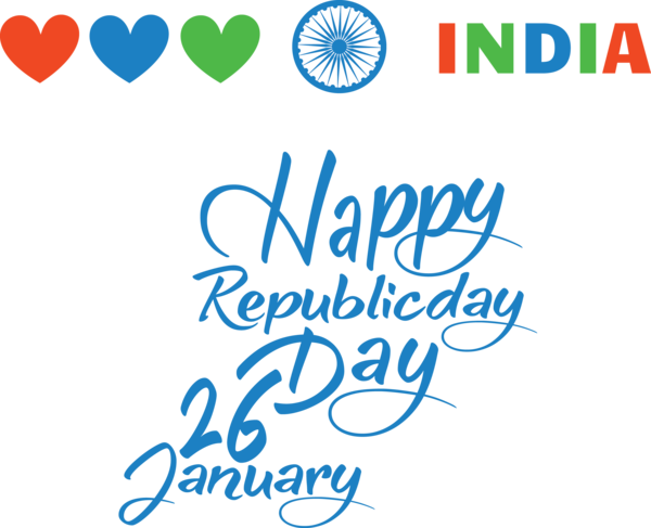 Transparent India Republic Day Font Text Calligraphy for Happy India Republic Day for India Republic Day