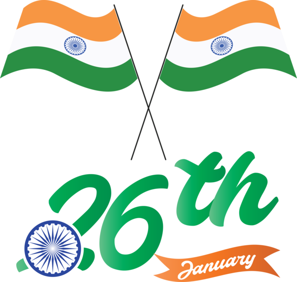 Transparent India Republic Day Green Line Logo for 26 January for India Republic Day