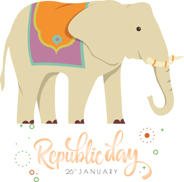 Transparent India Republic Day Elephant Indian elephant Animal figure for Happy India Republic Day for India Republic Day