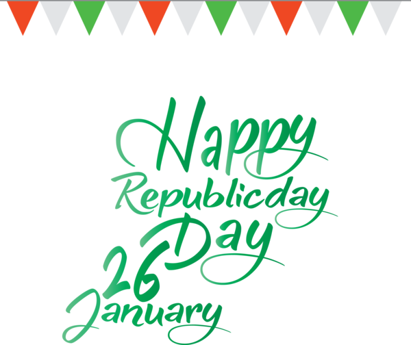 Transparent India Republic Day Green Text Font for Happy India Republic Day for India Republic Day