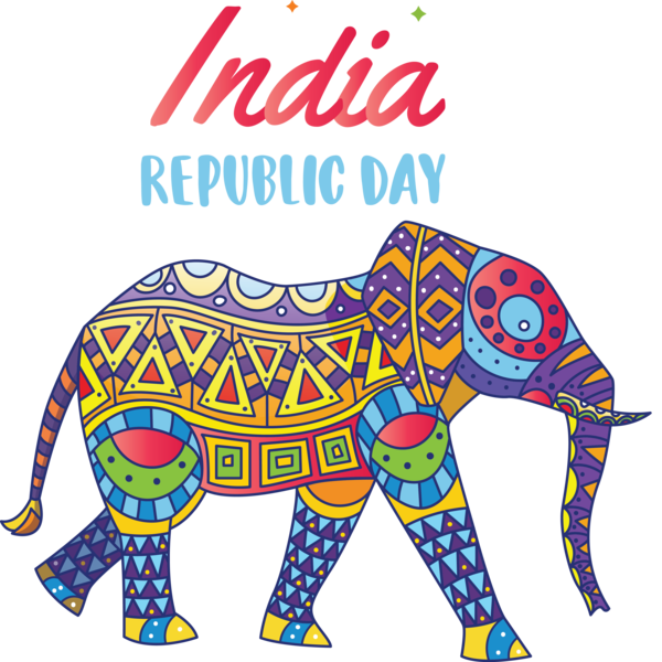 Transparent India Republic Day Elephant Indian elephant Animal figure for Happy India Republic Day for India Republic Day