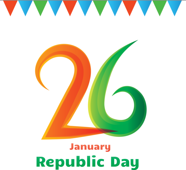 Transparent India Republic Day Text Font Line for 26 January for India Republic Day