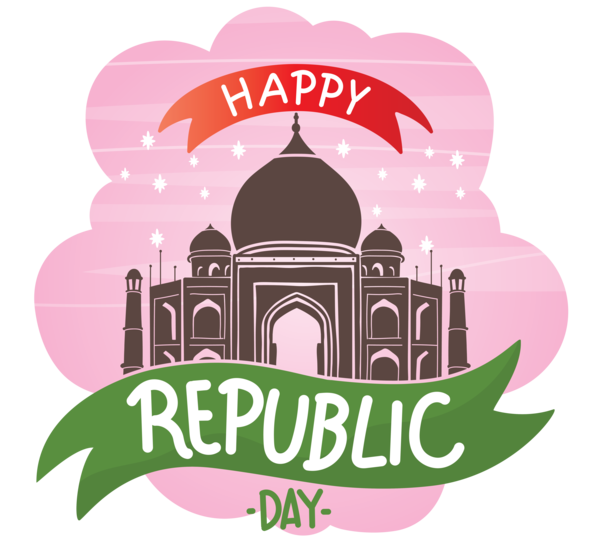 Transparent India Republic Day Logo Pink Landmark for Happy India Republic Day for India Republic Day