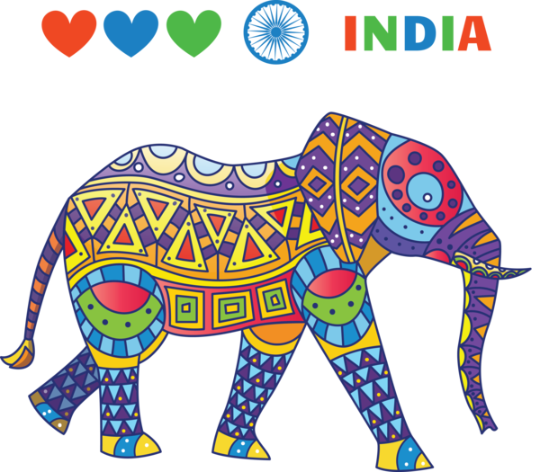 Transparent India Republic Day Elephant Indian elephant African elephant for Happy India Republic Day for India Republic Day