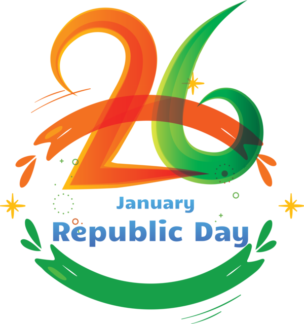 Transparent India Republic Day Text Logo Font for 26 January for India Republic Day