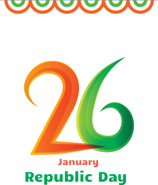 Transparent India Republic Day Text Font Logo for 26 January for India Republic Day