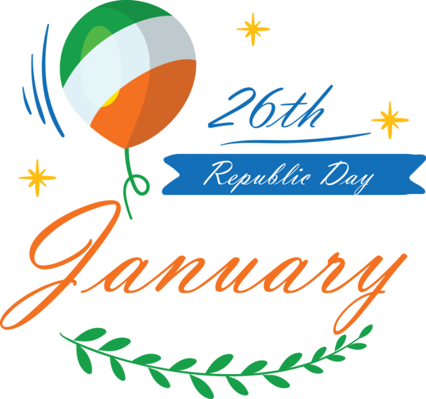 Transparent India Republic Day Text Leaf Font for Happy India Republic Day for India Republic Day