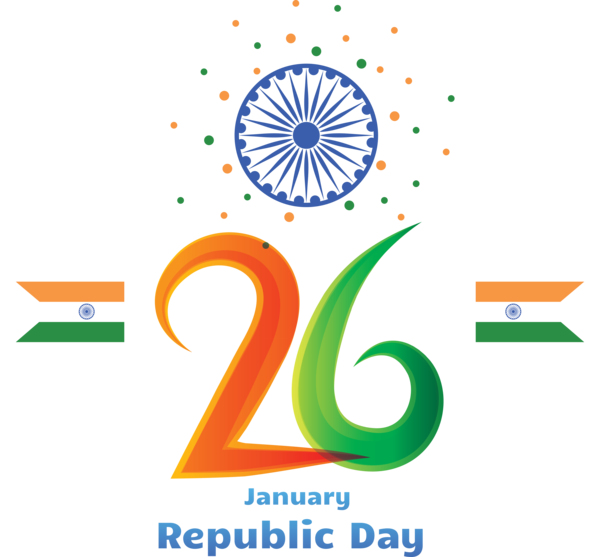 Transparent India Republic Day Logo Text Font for 26 January for India Republic Day