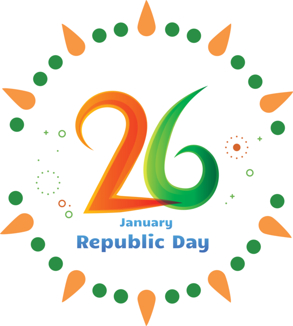 Transparent India Republic Day Text Line Logo for 26 January for India Republic Day