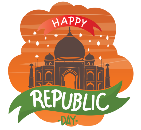 Transparent India Republic Day Logo Landmark Orange for Happy India Republic Day for India Republic Day