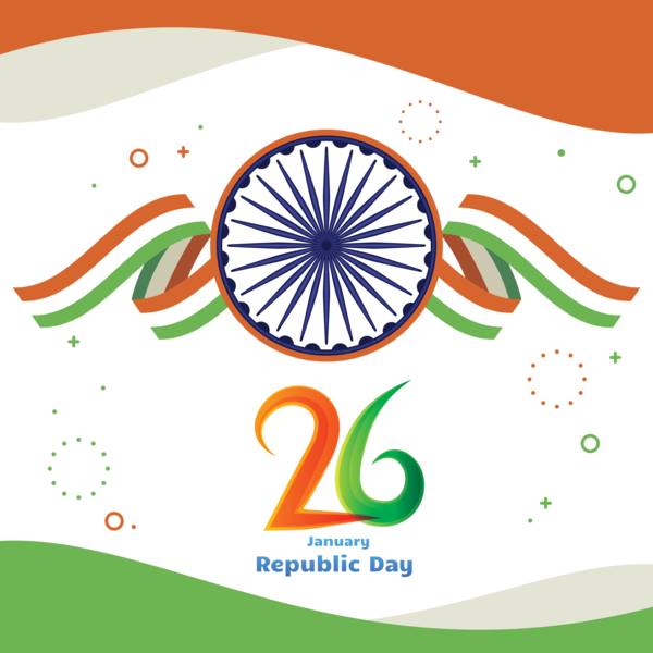 Transparent India Republic Day Text Line Font for 26 January for India Republic Day