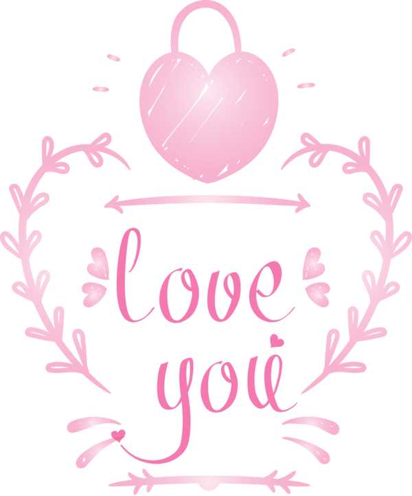 Transparent Valentine's Day Pink Heart Text for Valentines for Valentines Day